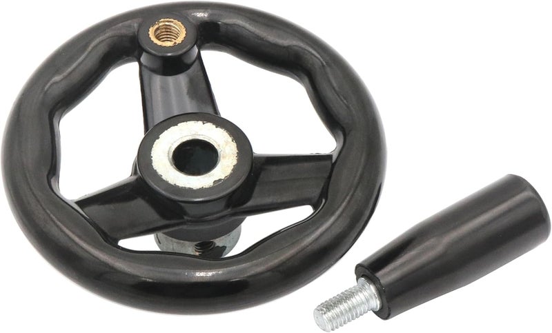 SCXCLY 1 Pack Hand Wheel, 12mm × 100mm Hand Wheel with Revolving Handle, Plastic, (Black) - Image 4